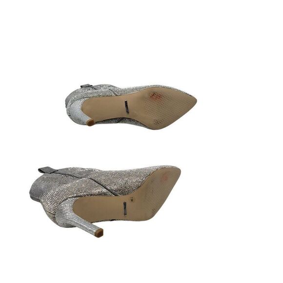 Gianni Bini Womens Silver Rhinestone Cowboy Boots 7.5 Stiletto Bling Glam Prom - Picture 11 of 13